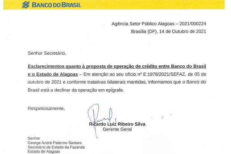 Meses após proposta, BB desiste de operação com estado de Alagoas, sem especificar motivo
