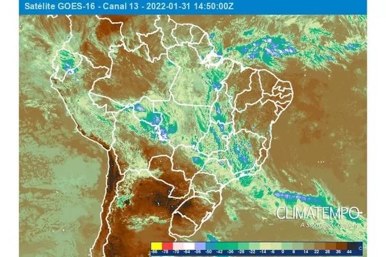 Ilustração do mapa do Brasil mostra imagem de sátelite
