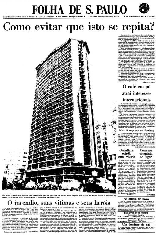 Primeira Página da Folha de 5 de março de 1972