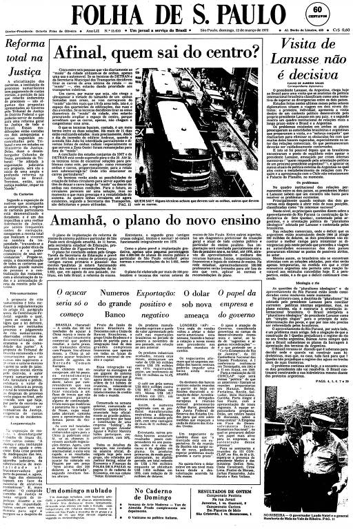 Primeira Página da Folha de 5 de março de 1972