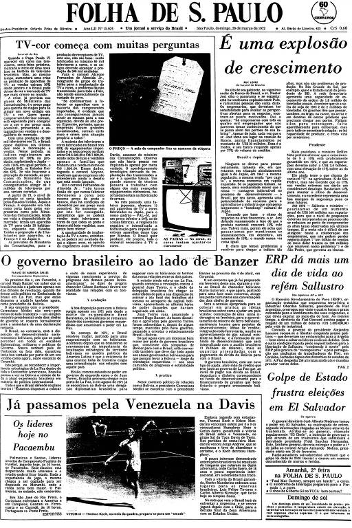 Primeira Página da Folha de 26 de março de 1972