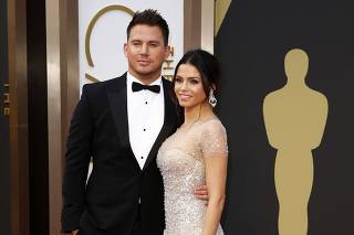 Actors Channing Tatum and wife Jenna Dewan arrive at the 86th Academy Awards in Hollywood