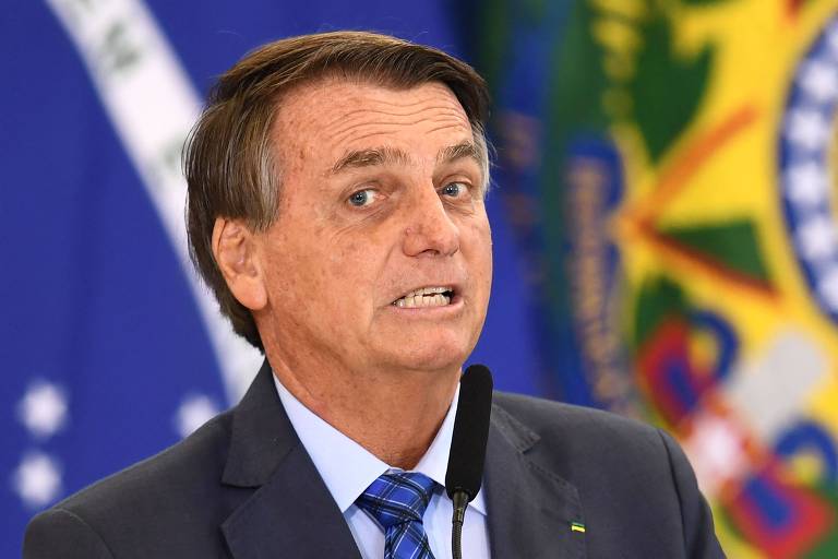 O presidente Jair Bolsonaro (PL) durante evento no Palácio do Planalto