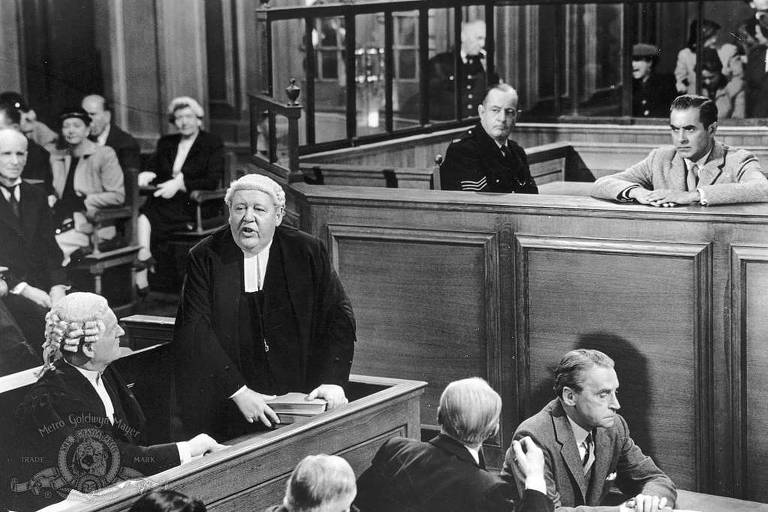 Cena do filme 'Testemunha de Acusação' (1957), de Billy Wilder, inspirado no livro de Agatha Christie