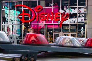 FILE PHOTO: The logo of the Times Square Disney store is seen in Times Square, New York City,