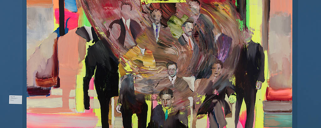‘17 Homens e um Segredo ou os Modernistas’, pintura de Daniel Lannes a partir de foto clássica de integrantes dos eventos da Semana de 22