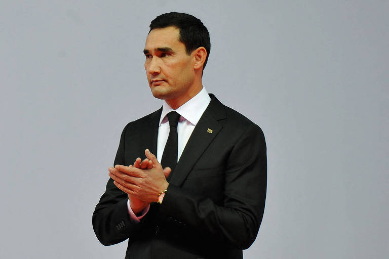 Serdar Berdymukhamedov, filho do ditador do Turcomenistão, durante cerimônia na capital do país em 2021