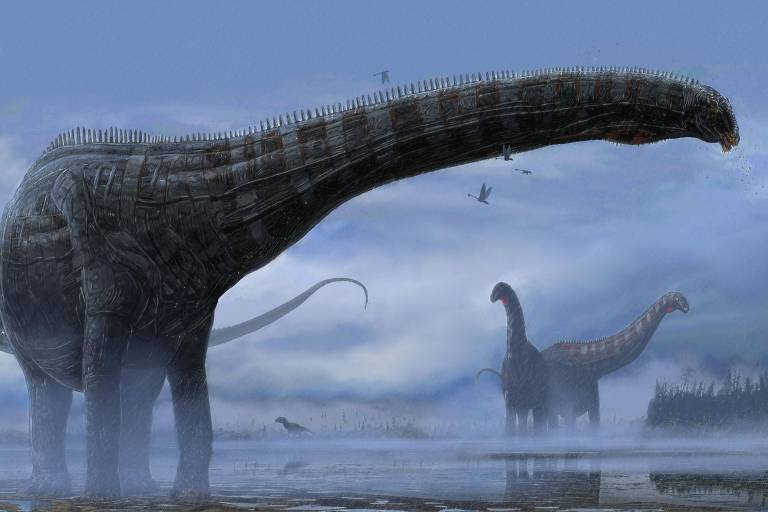 Ilustração de dinossauro pescoçudo 