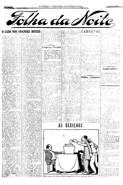 Primeira Página da Folha da Noite de 10 de março de 1922