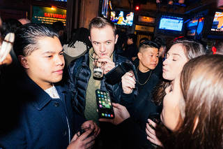 Antoniy Fulmes at a mixer for Thursday, a dating app that works only one day a week, at Hair of the Dog, in Manhattan, Jan. 20, 2022. (Jutharat Pinyodoonyachet/The New York Times)