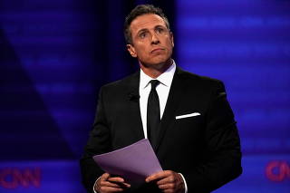 FILE PHOTO: CNN's Chris Cuomo during a televised townhall with Democratic 2020 U.S. presidential candidate Senator Elizabeth Warren (D-MA) dedicated to LGBTQ issues in Los Angeles, California