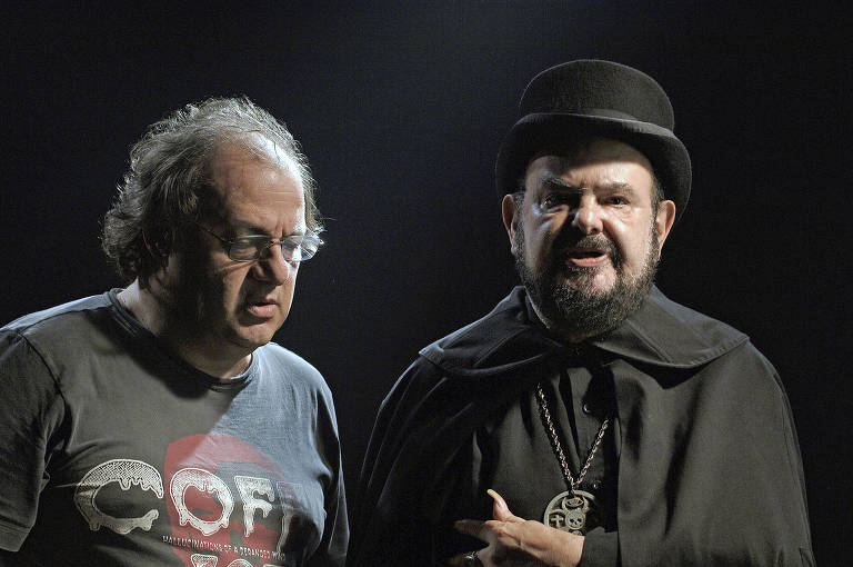 Eugenio Puppo e Zé do Caixão em gravações de "A Praga", em 2007