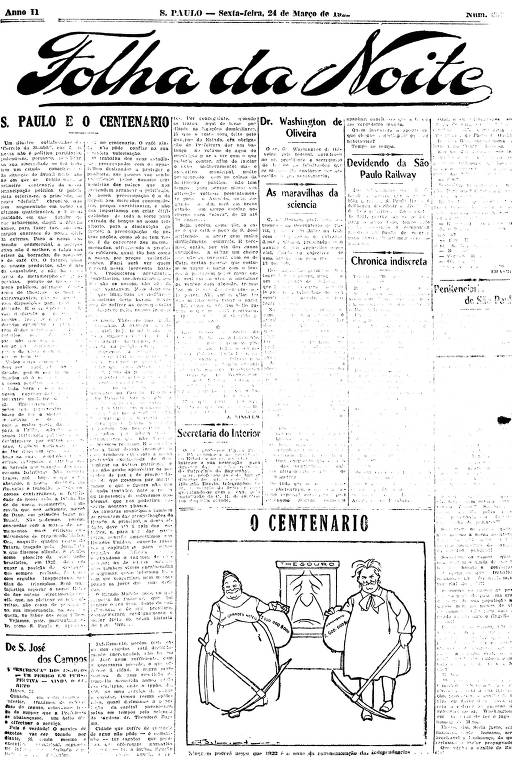 Primeira Página da Folha da Noite de 24 de março de 1922