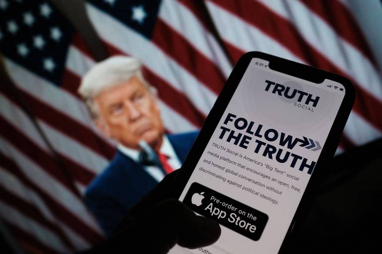 Visualização do aplicativo Truth Social, lançado por Donald Trump, em App Store