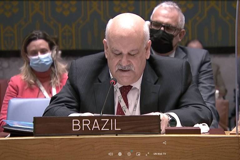 Ronaldo Costa Filho, representante do Brasil na ONU, durante discurso no Conselho de Segurança