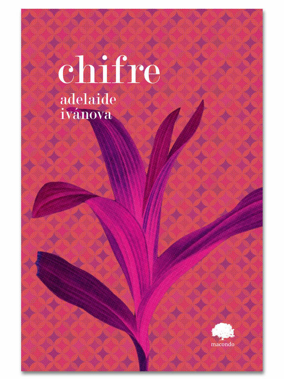 Capa do livro 'Chifre', uma planta em tons de rosa e roxo sobre um fundo rosa