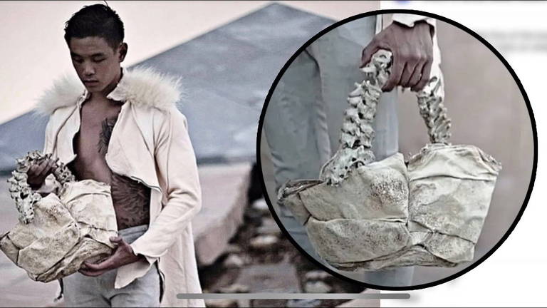 Designer indonésio Arnold Putra divulga bolsa supostamente feita com espinha humana e língua de crocodilo