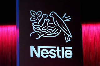 FILE PHOTO: A logo is pictured during the 152nd Annual General Meeting of Nestle in Lausanne
