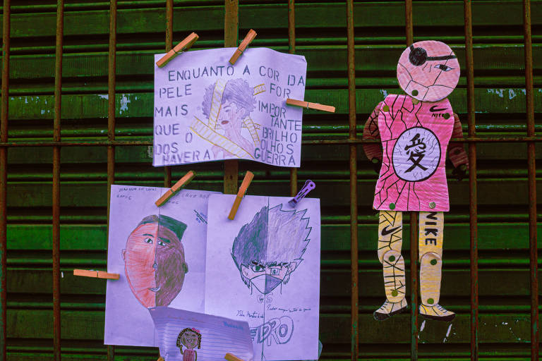 Desenhos dos alunos mistura realidade dos bairros com elementos das animações japonesas