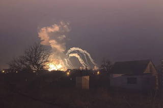 View of an explosion near Dnipro