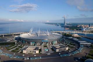 FILE PHOTO: A view shows the Gazprom Arena soccer stadium in St Petersburg
