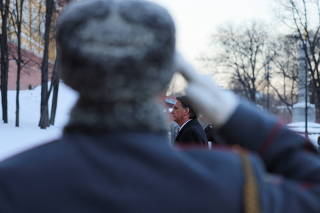 Brazil's president Bolsonaro takes part in a wreath-laying ceremony in Moscow