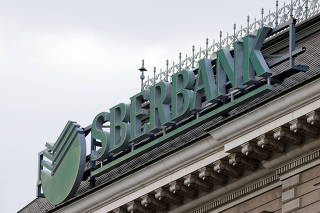Logo of the Russian Sberbank Europe AG bank is seen on their headquarters in Vienna