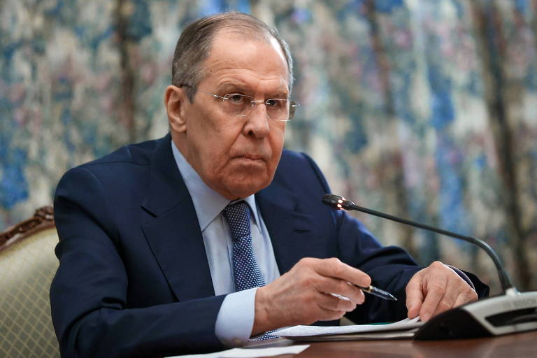 O chanceler Serguei Lavrov durante reunião em Moscou