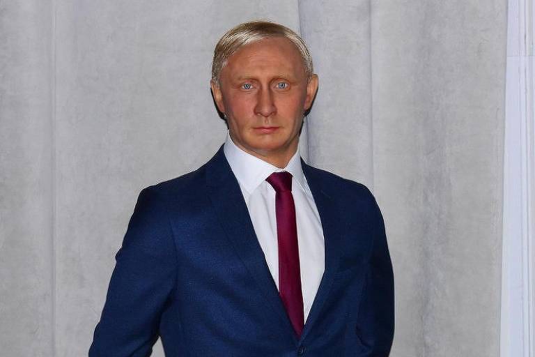 Estátua de Vladimir Putin, em exposição em museu de cera de Olímpia, no interior paulista