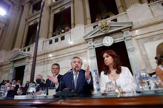 Argentina's President Fernandez addresses the parliament in Buenos Aires