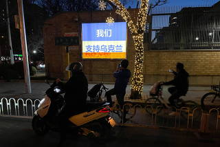 Billboard in support of Ukraine outside the Canadian embassy in Beijing
