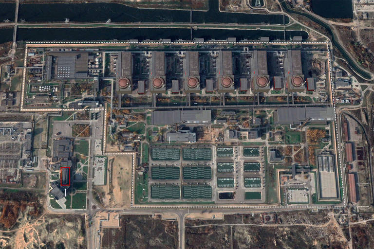 Imagem de satélite da usina nuclear de Zaporizhzhia