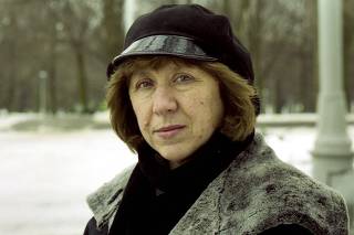 Belarussian writer Alexievich is seen in this undated photo in Minsk