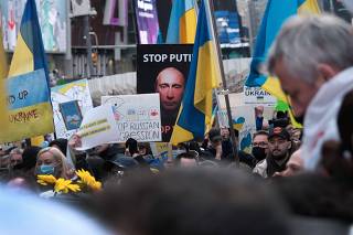 Rally In Support Of Ukraine Held In New York's Times Square