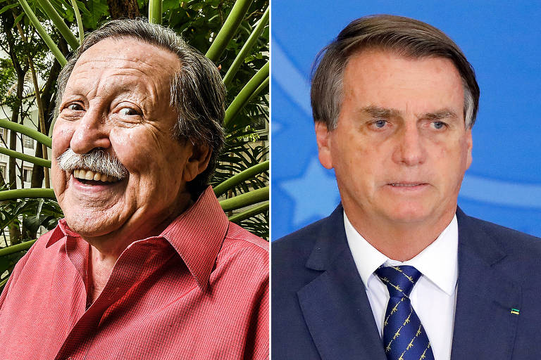 Retratos do escritor Pedro Bandeira e do presidente da República, Jair Bolsonaro