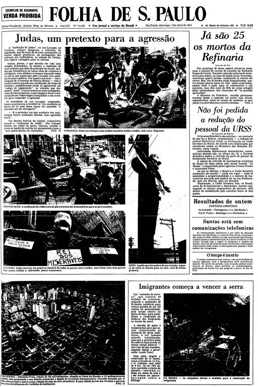 Primeira Página da Folha de 2 de abril de 1972