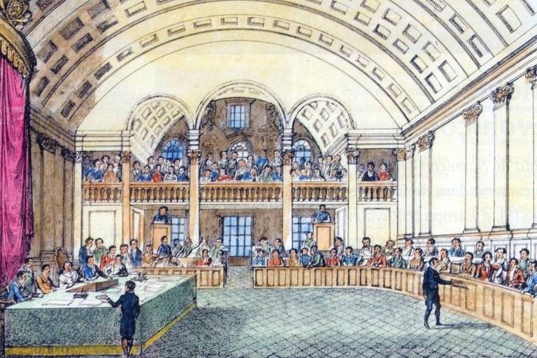Em 1822, no rumo da construção de uma administração para o território, foi convocada uma Assembleia Constituinte, no Rio, retratada em gravura