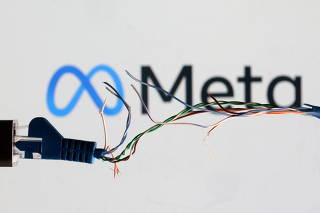 Illustration shows broken Ethernet cable and Meta logo