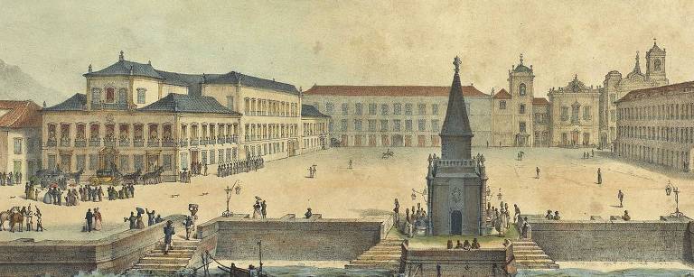 As Cortes portuguesas decidiram em 1821 que o príncipe regente deveria retornar à metrópole; gravura apresenta o Rio de Janeiro do século 19