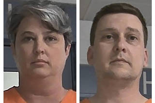 In undated booking photos provided by West Virginia Regional Jail and Correctional Facility Authority, Jonathan Toebbe, right, and his wife, Diana Toebbe. (West Virginia Regional Jail and Correctional Facility Authority via The New York Times)