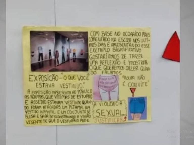 Cartaz afixado pelas alunas no protesto na Escola Estadual Parque Anhanguera