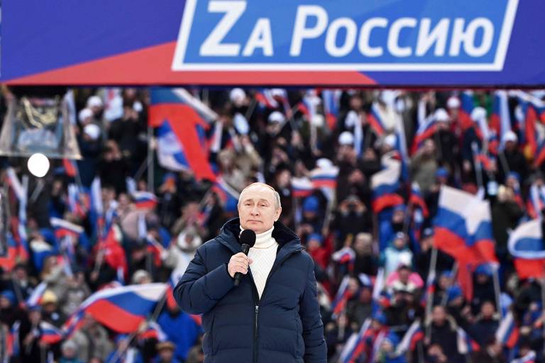 Putin discursa em evento de oito anos de anexação da Crimeia no 23º dia da guerra