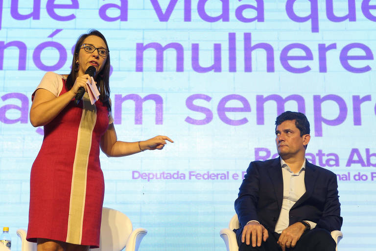 Presidente do Podemos, Renata Abreu, e ex-juiz Sergio Moro