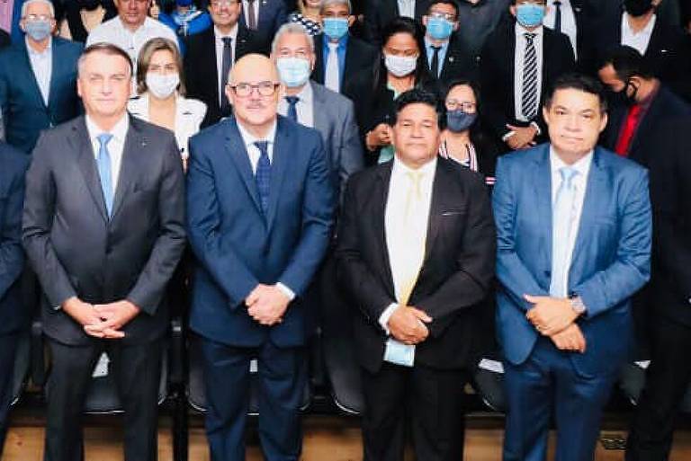 Pastores que negociam recursos do MEC em evento na sede da pasta com o presidente Bolsonaro, no dia 10 de fevereiro de 2020