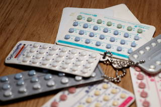 Birth-control pills on display at a gynaecologist clinic in Paris