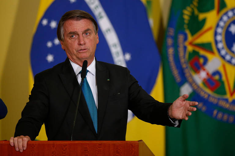 O presidente Jair Bolsonaro (PL) em evento no Palácio do Planalto 