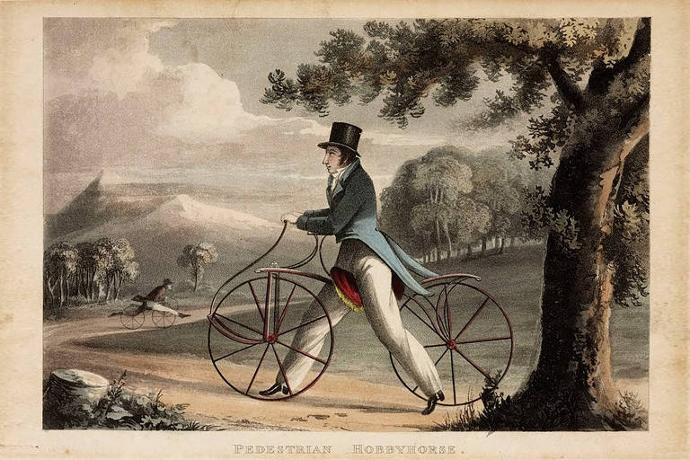 Ilustração antiga mostra o que foi uma das primeiras bicicletas