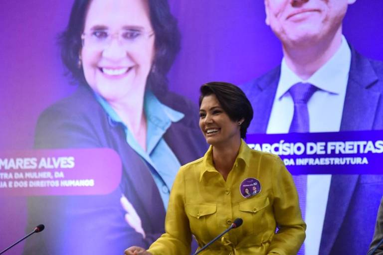 A primeira-dama, Michelle Bolsonaro, e o ministro da saúde