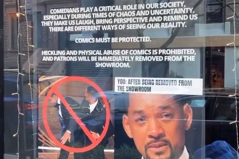 Clube de stand-up brinca com tapa de Will Smith em aviso contra violência