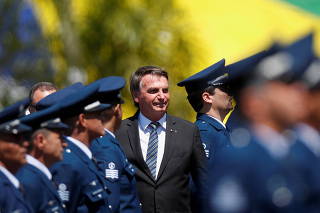 Brazil's President Jair Bolsonaro attends a military ceremony in Brasilia